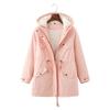 Womens Warm Fleece-Lined Hooded Cotton Coat Mid-Length Straight Fit Winter Daily Wear