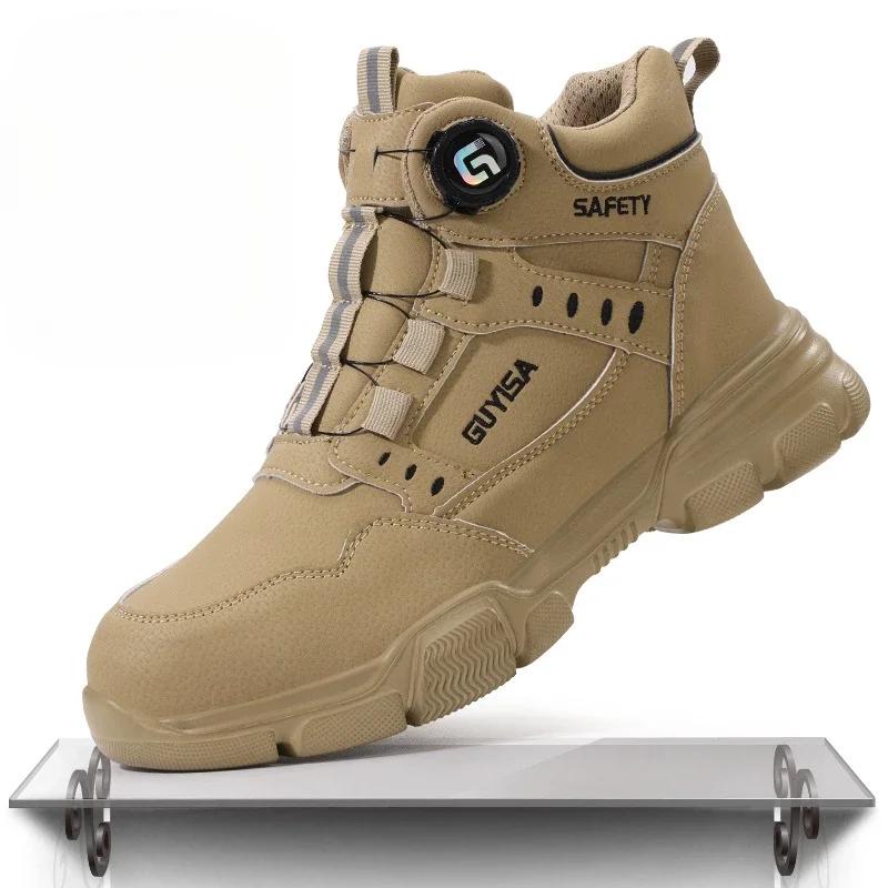 Herrenschuhe Sicherheitsschuhe Anti-Smash Anti-Puncture Sicherheits-Stahlkappenschuhe Hochgeschnitten Wasserdicht Rutschfest Leicht Weich Stiefeletten 44