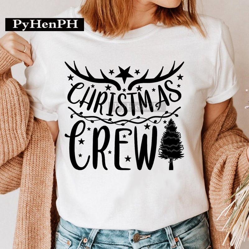 Summer Christmas Elk Printed T-shirt for Men Women Cotton Loose Round Neck Short Sleeve T-Shirts Unisex