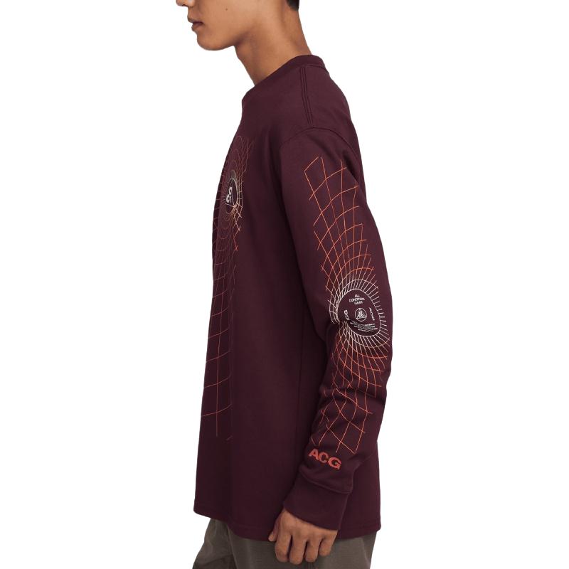 Nike ACG Manhole Print Crew Neck Long Sleeve T-Shirt Men Tops Dark-Brown FJ1134-681