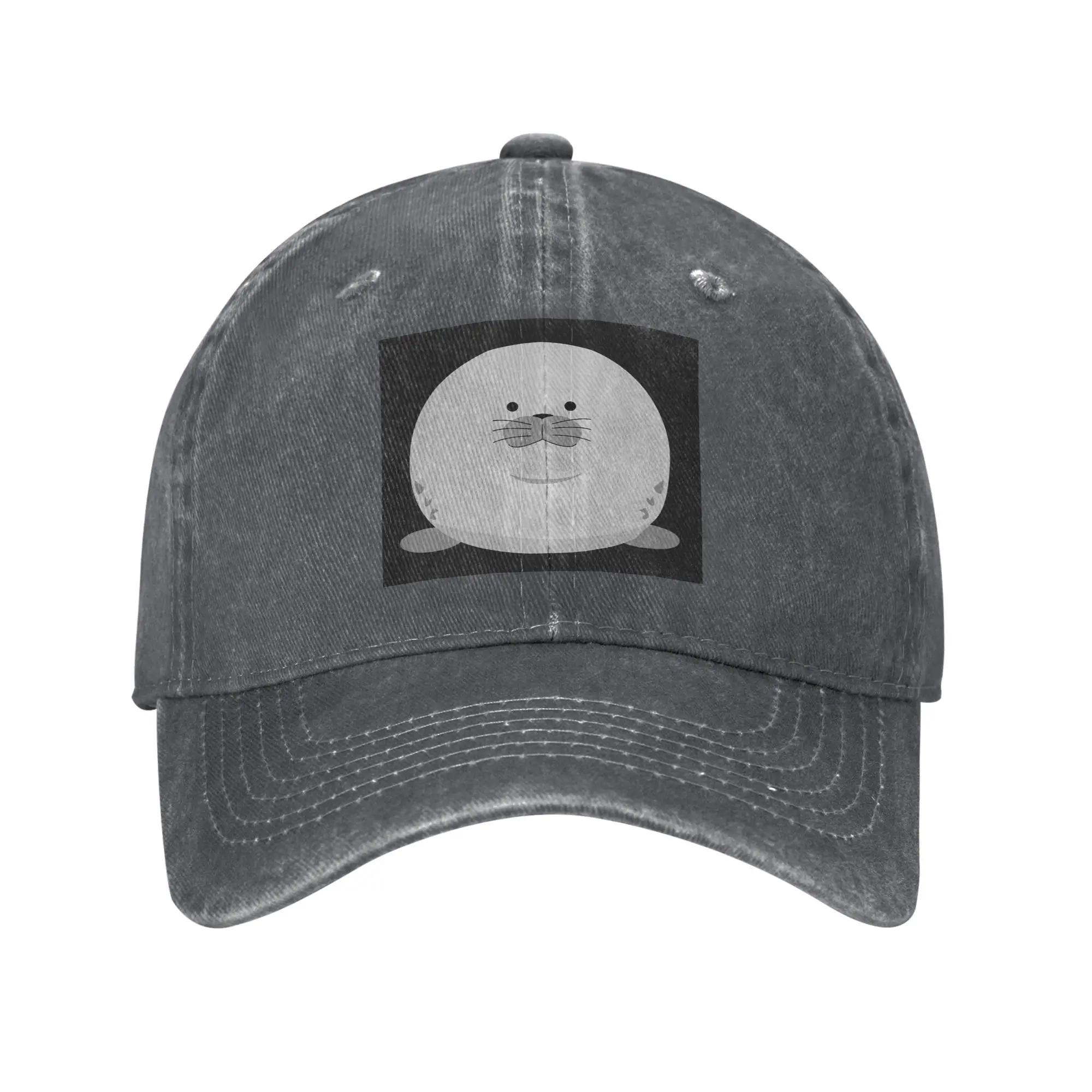 Cute Chonky Seal Denim Cap Casual Baseball Caps Adjustable Hat Summer Unisex Baseball Hats One Size