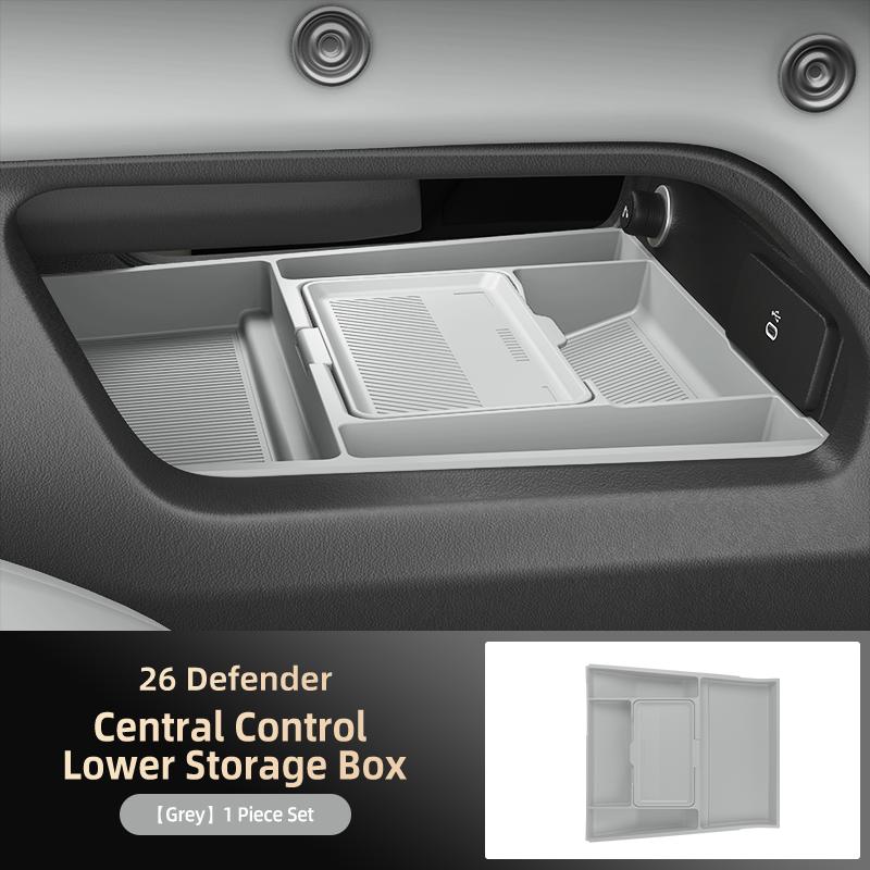 For Land Rover Defender 2025 2026 Central Control Storage Box Double Layer Waterproof Anti-Slip Car Organizer with Privacy Cover