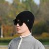Winter Knitted Hat Men Warm Coldproof Wool Hat Cycling Fleece Thick Cotton Hat