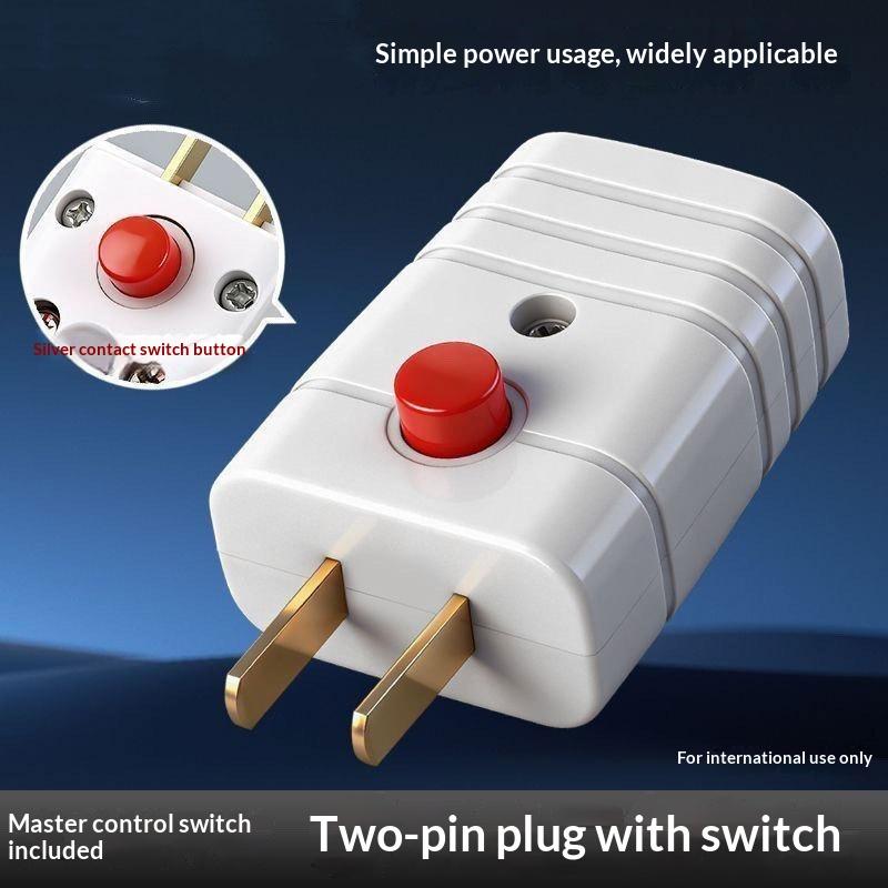 2 Prong Electric Power Plug With On Off Switch And Thick Pure Aluminum Pins 10A 250V For Home Office Daily Usedesert Bling