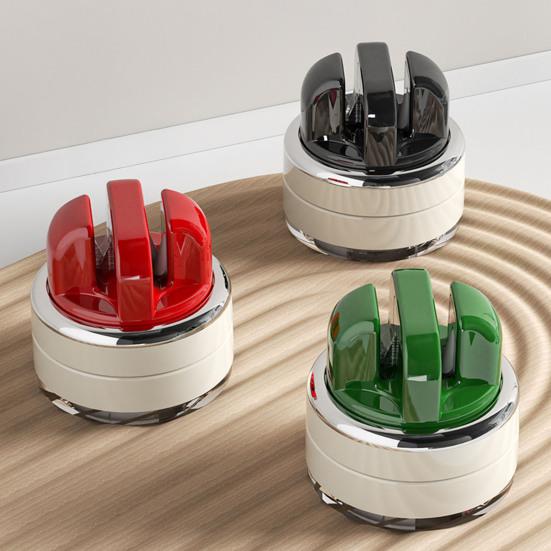 Knife Sharpener with Suction Base Tungsten Steel & Ceramic Grinding Whetstones Portable Tool Sharpener for Kitchen Camping Travel