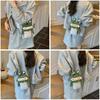 Childrens Green Cotton Knit Frog Mini Crossbody Bag With Soft Structure For Daily Activities