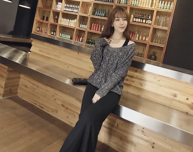 Rochie Costum Tricotat cu Mânecă Lungă pentru Femei Plus Size Stil Coreean - Colecția de Primăvară