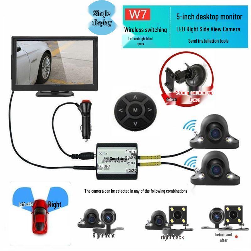 Right-Side Blind Spot Dashcam: HD Night Vision, Reversing and Full Car Auxiliary System