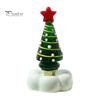 Handcrafted Holiday Table Decor Handmade Glass Christmas Tree Ornament with Star Top And Colorful Bead Details, Unique Gifts for Friends Desktop