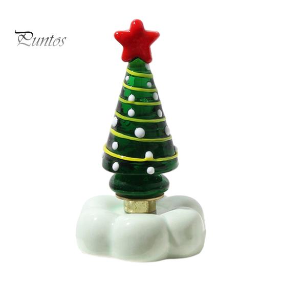 Handcrafted Holiday Table Decor Handmade Glass Christmas Tree Ornament with Star Top And Colorful Bead Details, Unique Gifts for Friends Desktop