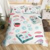 Cartoon Sushi Food Duvet Cover Twin For Kids Teen Microfiber Japanese Cuisine Bedding Set Kawaii Cat Cherry Blossoms Quilt Cover
