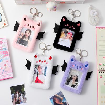 Korean Wing Demon Plush Pocard Holder Cute Card Set for Girls Students Love Idol Po Display Hanging Picture Sleeves