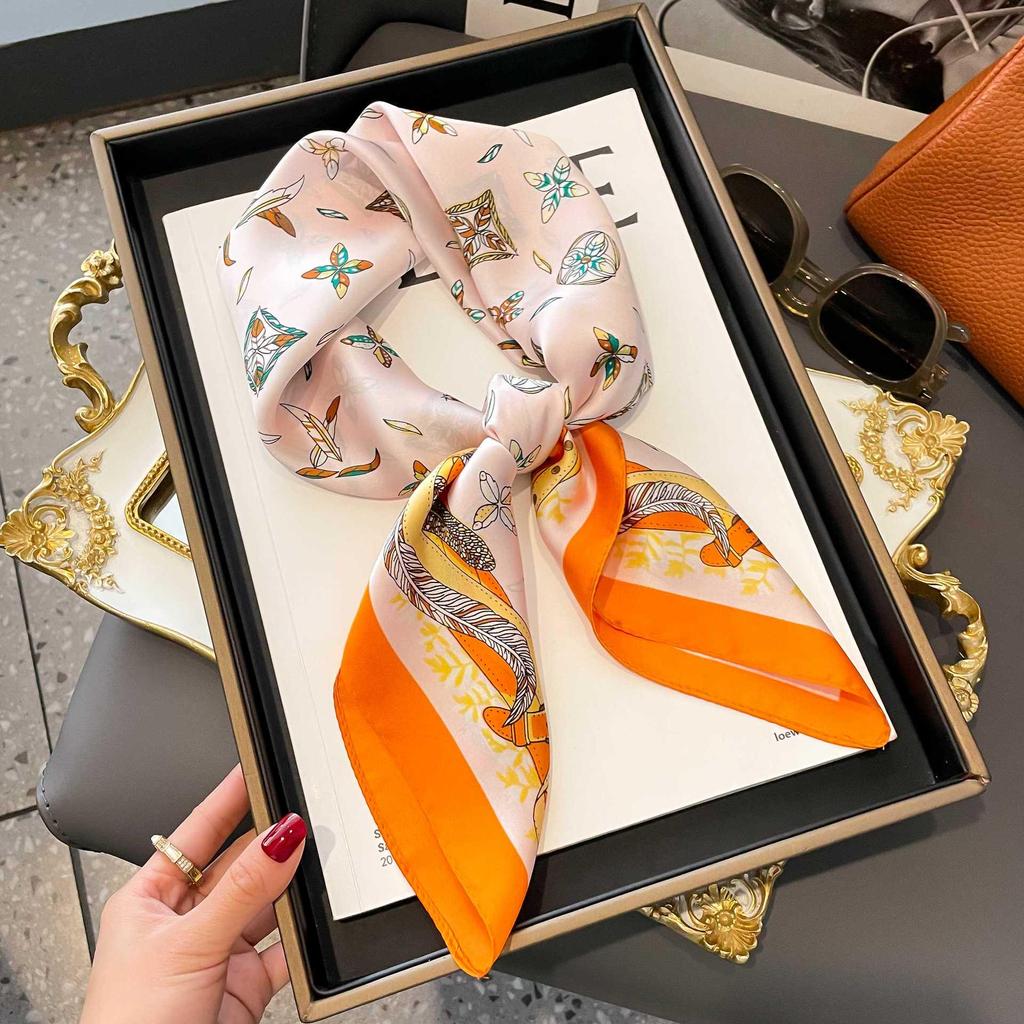 Blue Silk Retro Women's Scarf for Spring & Autumn