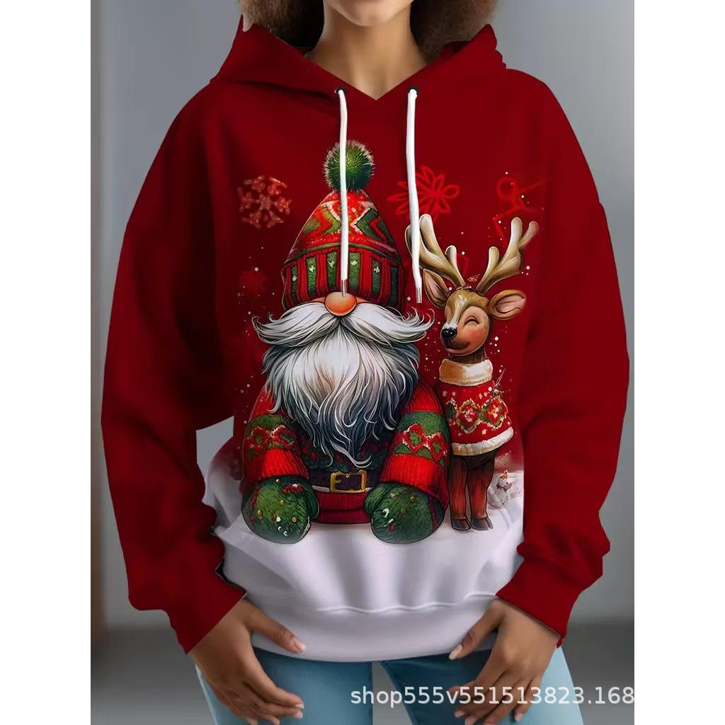 3D Digital Print Christmas Hoodie - Europe & America Style