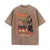 Washed Purple Retro Halloween Witch Cauldron Jack O Lantern Loose Tee