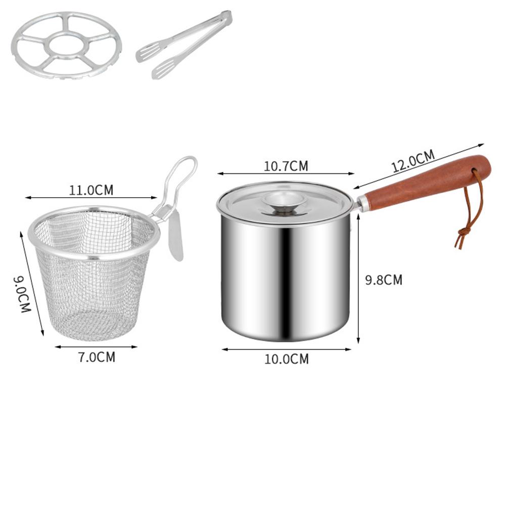 1set Wooden Handle Milk Pot,Stainless Steel Frying Pan Stainless Steel Frying Pan For Cooking Noodles Pot Width 12cm Kitchenware