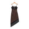 2026 Spring Women's European & American Satin Lace Asymmetrical Camisole Dress