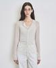 Costumeoclock Woman Linen See-Through Slim Round Cardigan 4 Color Cowcd009