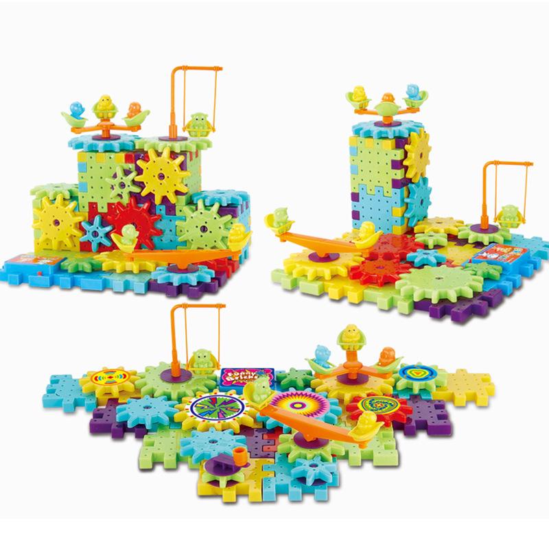 QWZ 81 PCS Electric Gears 3D Model Building Kits Plastic Brick Blocks Educational Toys For Kids Children Gifts