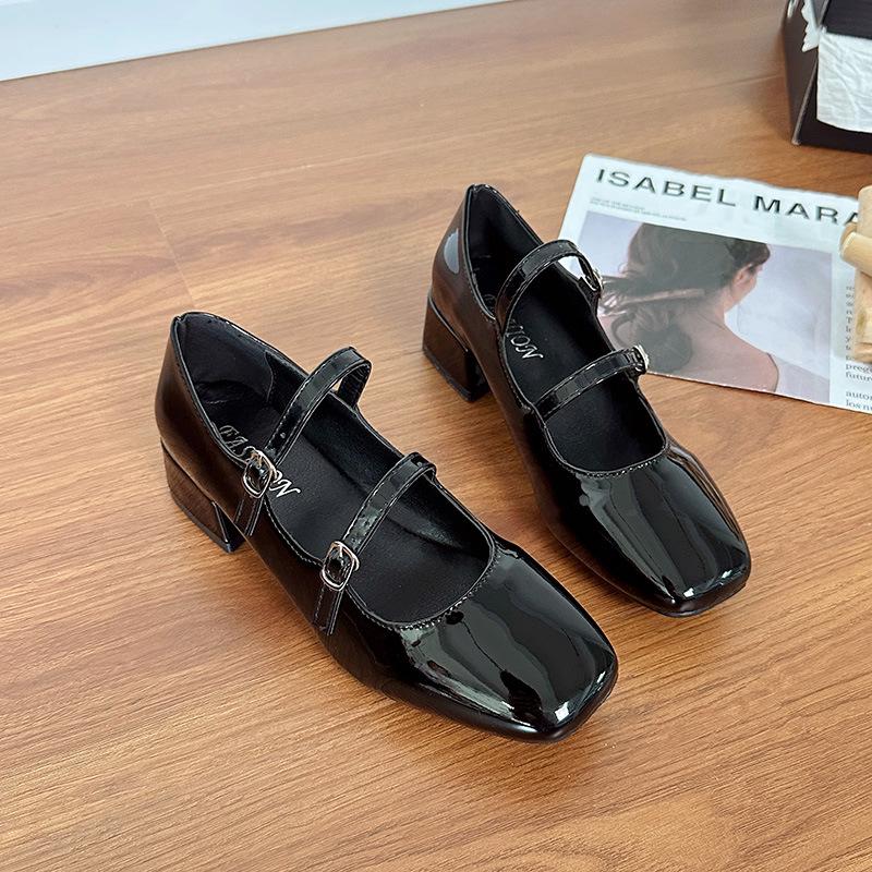 Silver Chunky Heel Mary Jane Ballet Flats for Women - Spring 2025 Collection