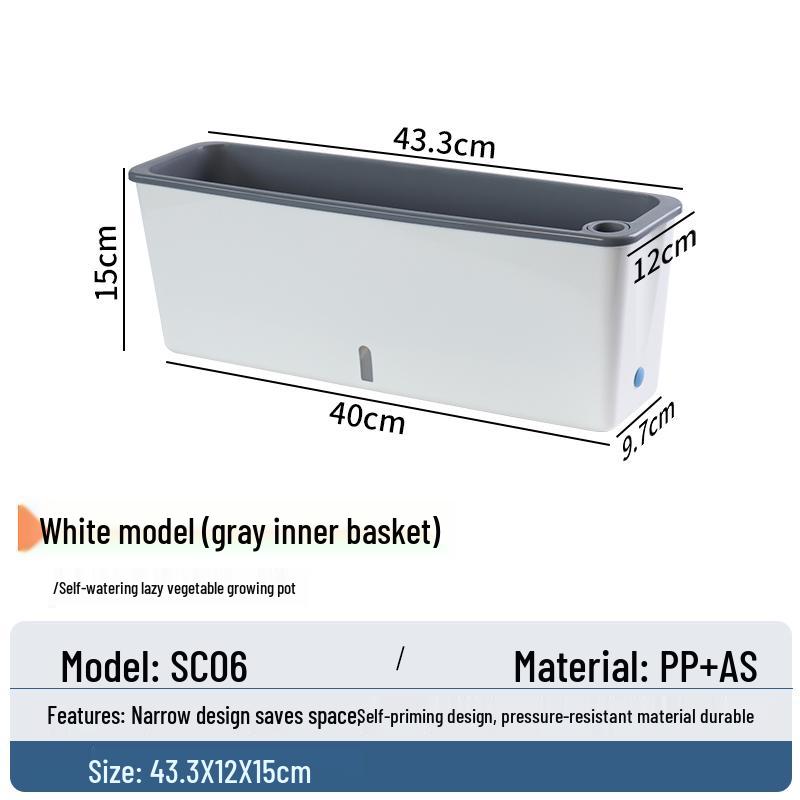 Narrow Edge Rectangular Planter Box for Balcony & Windowsill