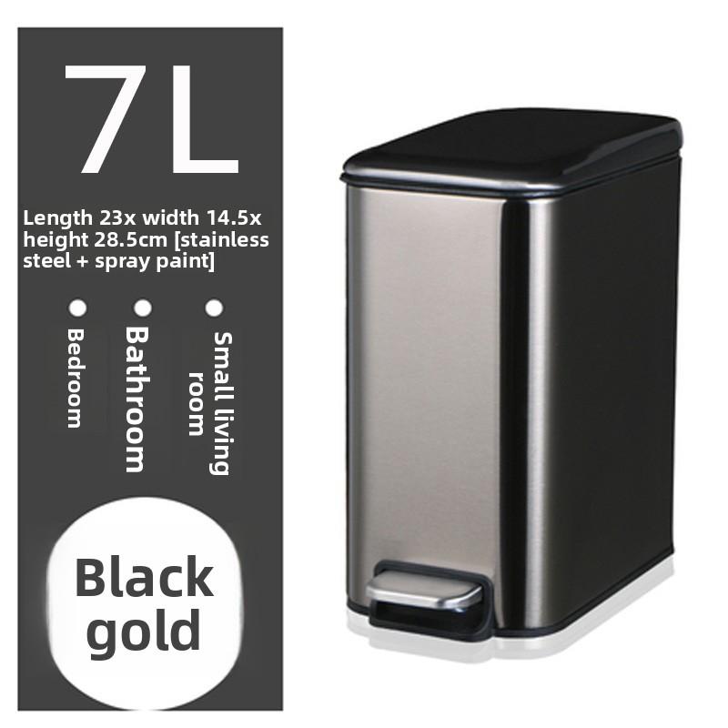 Stainless Steel Trash Can with Lid Narrow Gap Foot Pedal Bathroom Small Rectangle Step Bin