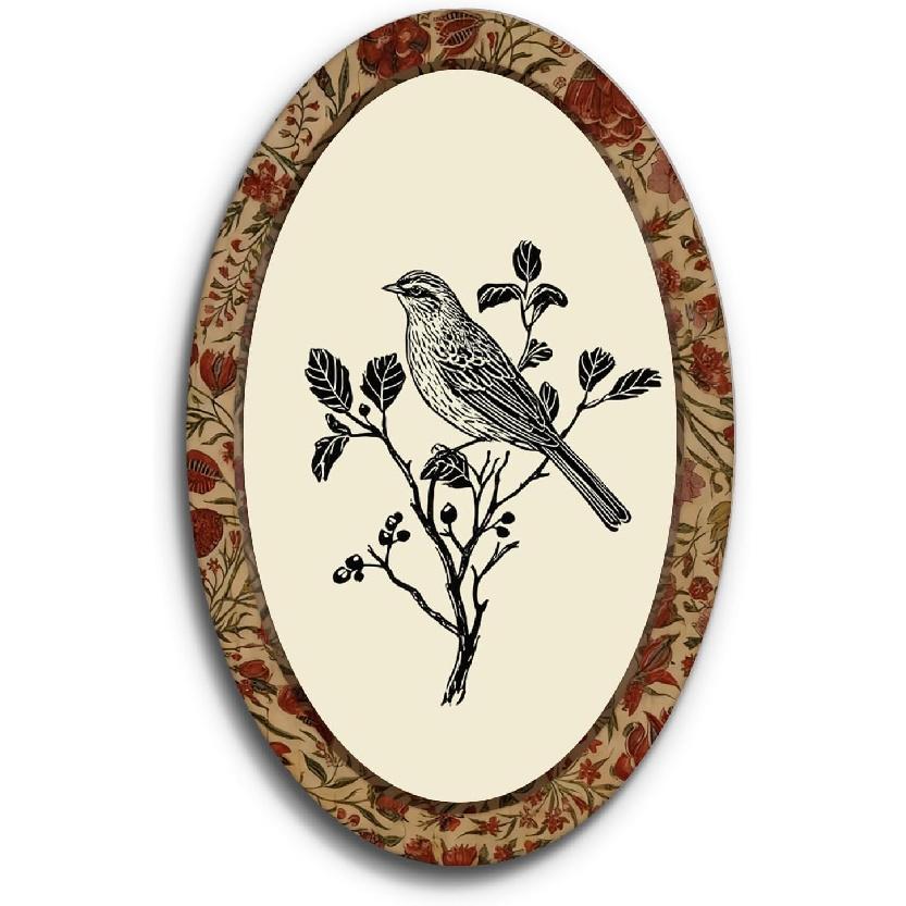 

YZSLA Винтажная настенная картина с рамкой в виде птицы, Декор с птицами для дома, Сельский farmhouse cottagecore Цветочный Ботанический Овальный Настенный Декор Подвесные Украшения для Bird