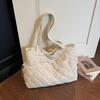 New 2026 Women's Large Capacity Diamond Pattern Tote - Fashionable, Simple Solid Color Handbag for Commuting and Everyday Use.