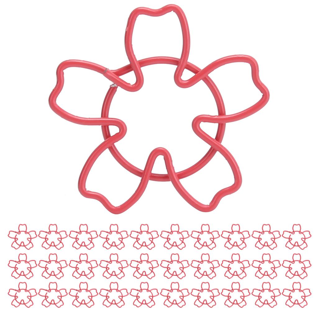 30ks sponky na papír Roztomilé červené třešňové květy Tvarový kolík pro klasifikaci souborů