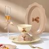 Morandi Bear Dish Set Vegetable Plate Rice Bowl Spoon Western Food Plate Ceramic Tableware Combination Bowl And Chopsticks