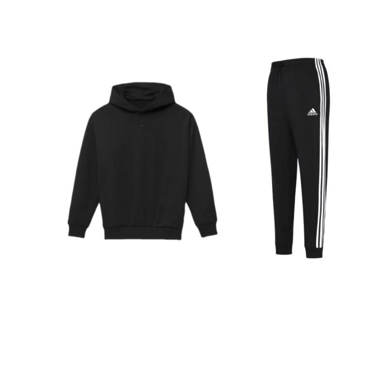 

Adidas Chapter 03 Logo Print Knitted Fashion Sweatshirt And Cuffed Mid-Waist Long Pants Casual Sports Set Unisex Set Black GK8831+-IN4243 XL