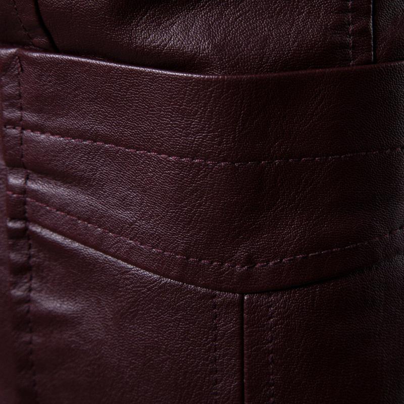 Men's PU Leather Warm Washable Jacket - Solid Color Coat