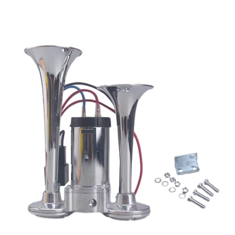 Dual electric air horn kit with compressor, 12V 24V 600DB super loud dual horn speakers for vehicle, car, truck, and boat