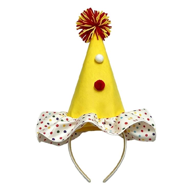 Cheerful Mini Party Clown Hat Headband with Wide Frame for Finishing Party Costumes without a Full-Size Hat Accessory