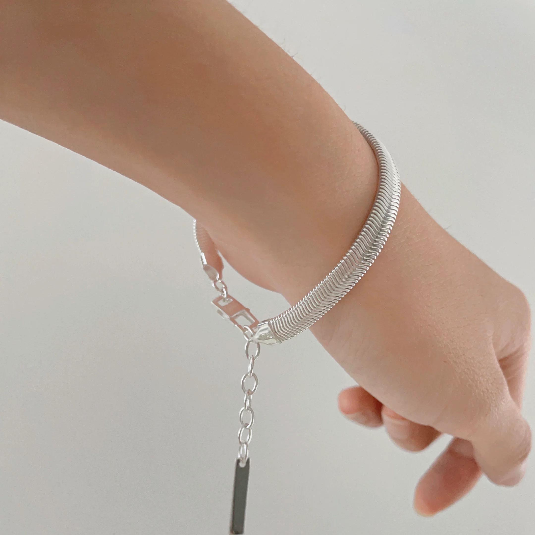

100% Solid 925 Sterling Silver Metal Bracelet for Women Men Vintage Handmade Simple Snake Bracelet Birthday Gift S-B451