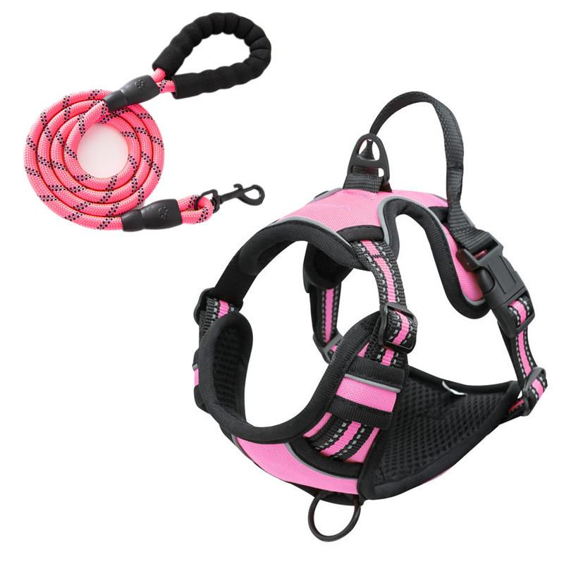 

Pet Dog Vest Harness Reflective Breathable Dogs Vest Harnesses Pets Accessories Chest for Dog Leash Cat Puppy Kitten Pets Collar M рожевий