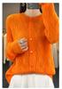 2023 Women's Retro Loose Round Neck Hollow Pure Wool Cardigan Sweater Knit - Early Autumn