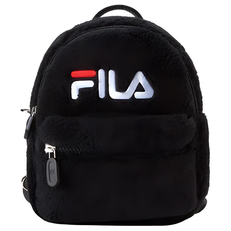 FILA Fashion Casual Lamb Fleece Backpack Regular Kids backpack Black K18B143122FNV One Size