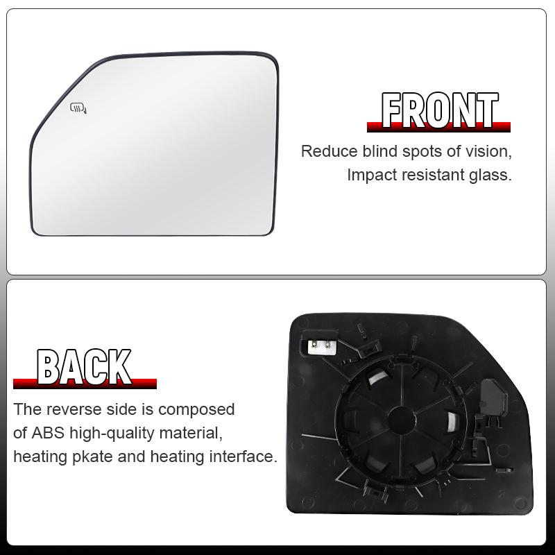 Auto Heated Upper Mirror Glass With/Without Blind Spot For Ford F150 2015- Ford Super Duty F250 / F350 / F450 / F550 17-22