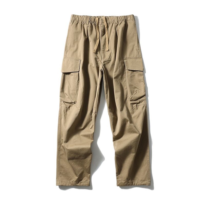 American-Style Pure Cotton Loose Work Pants for Men, Autumn and Winter Straight Thickened Multi-Pocket Pants, Export Men's Casual Long Pants