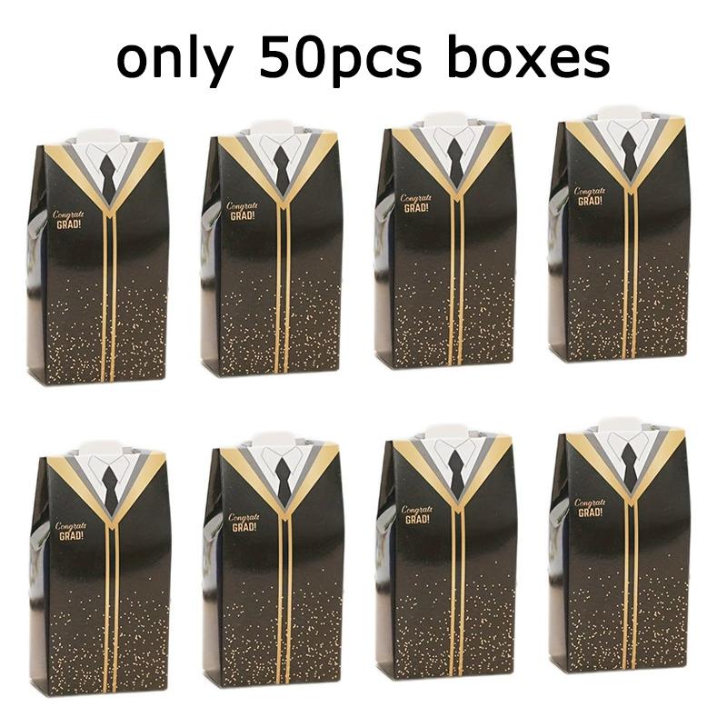 

WTEMPO Бумажные подарочные коробки для выпускного сезона, сувенирные подарки в форме выпускного, упаковочные коробки, складные креативные коробки для угощений на праздничные вечеринки 100pcs чёрный