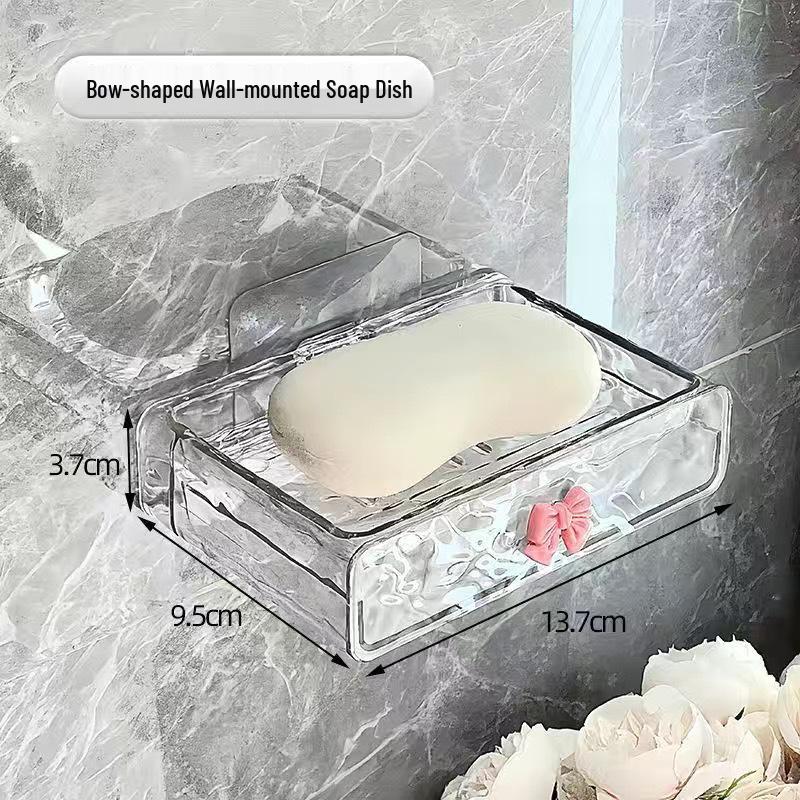 Punch-Free Wall-Mounted Soap Dish: High-End Draining Organizer for Bathroom & Laundry