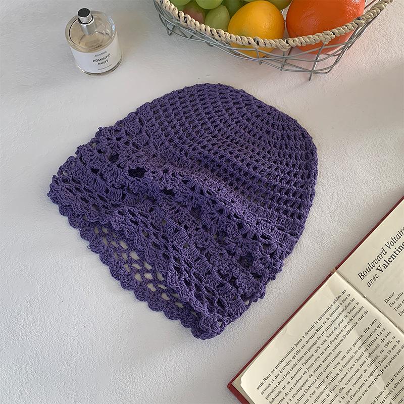 New Versatile Hat Hollow Cold Hat Hand Woven Head Hat Women Spring Thin Stacked Hat Pullover Hat