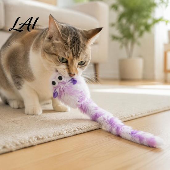 Plush Toy with Catnip Mouse Cat Catnip Long Tail Rat Chew Toy Durable Stuffed for Indoor Kittens Biting Hunting Instinct Stimulation Pet Kitten