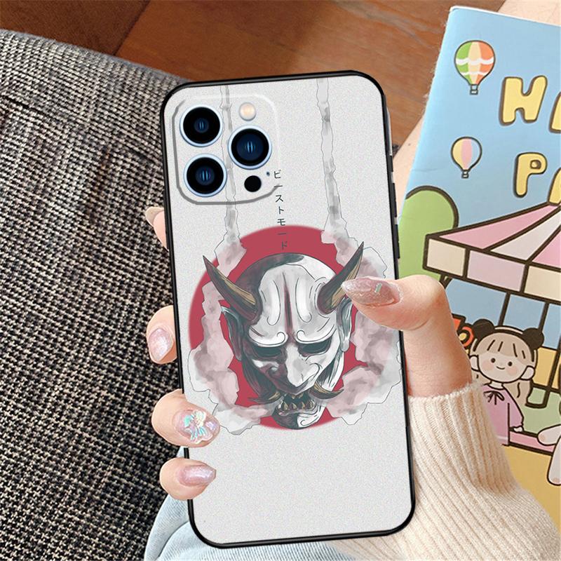 

Oni Hannya Demon Mask Case For iPhone 17 Air 17 Pro Max 16 15 14 Pro Max Plus 13 12 Mini 11 16E 17Pro Phone Cover iPhone 15