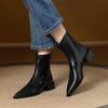 Women Pointed Ankle Boots Mid Heels Pointed Leather Sexy Chelsea Boots Trend Design Winter New Pumps Designer Short Botas Mujer