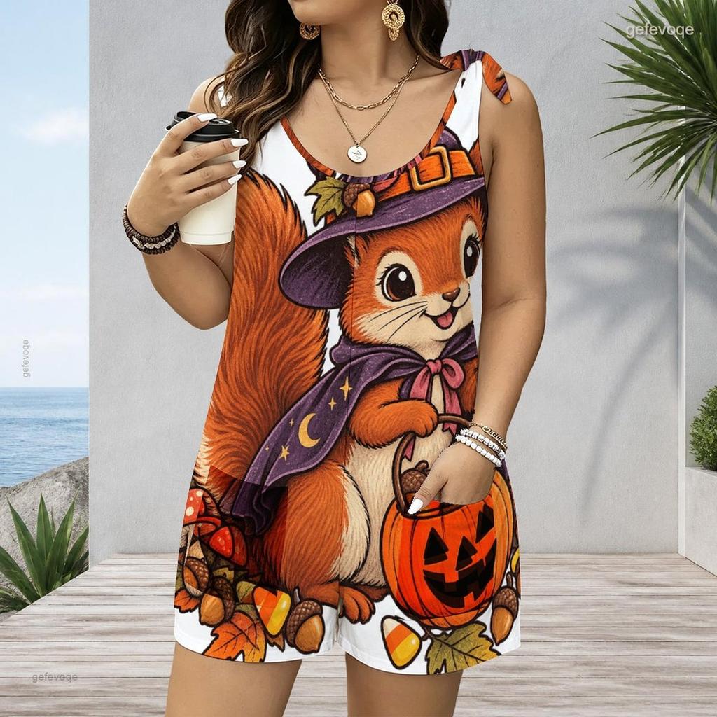 Women Plus Size Crew Neck Tank Romper Zebra Animal Print Jumpsuit Shorts