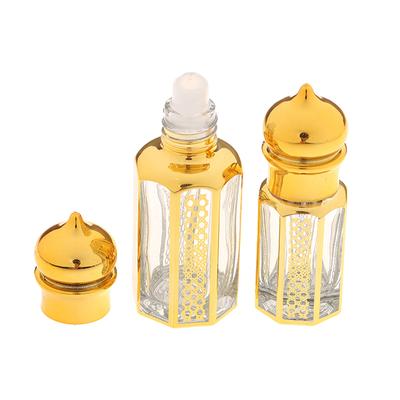3/6/15ml Roll-On Lahvička Skleněná Mini Nádobka na Esenciální Oleje Přenosná Směsná Lahvička na Parfém Zlatá Prázdná Roll-On Lahvička