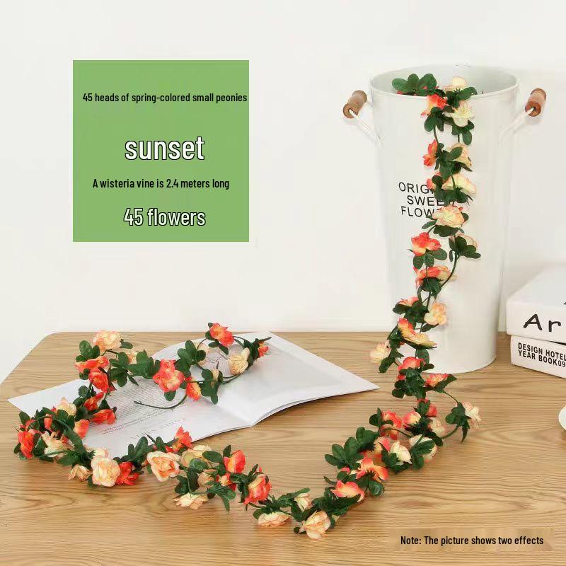 Artificial Rose Vine for Air Conditioning Pipe and Staircase Decoration