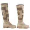 Great HERMES Knee-high boots Margiela period H motif suede leather mouton Beige Used